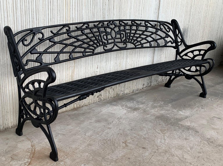 New Large Black Cast Aluminum Garden Or Park Bench At 1stdibs