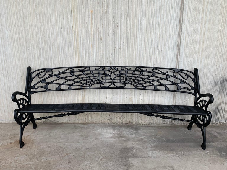 New Large Black Cast Aluminum Garden Or Park Bench At 1stdibs