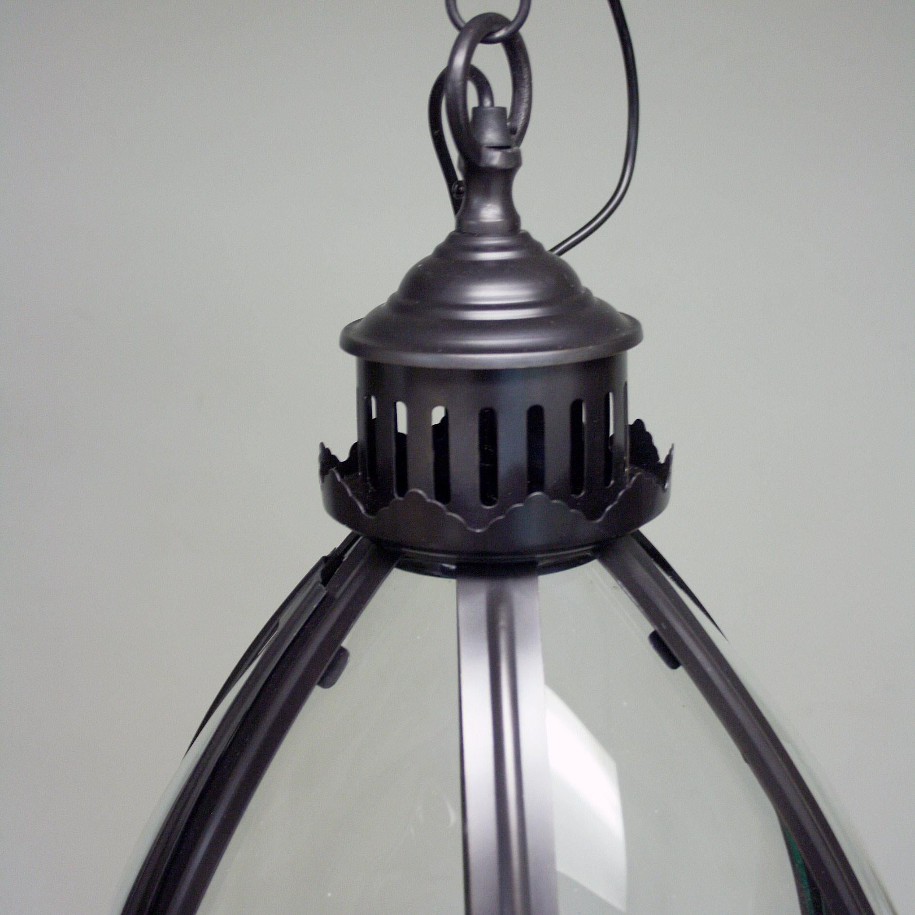 Metal New Large Black Oval Hanging Lantern