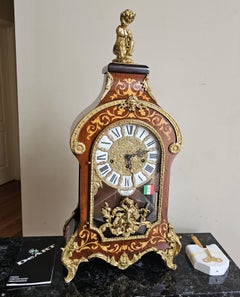 Nuovo grande orologio da tavolo Franz Hermle in intarsio italiano DeART e cassa in ormeggio