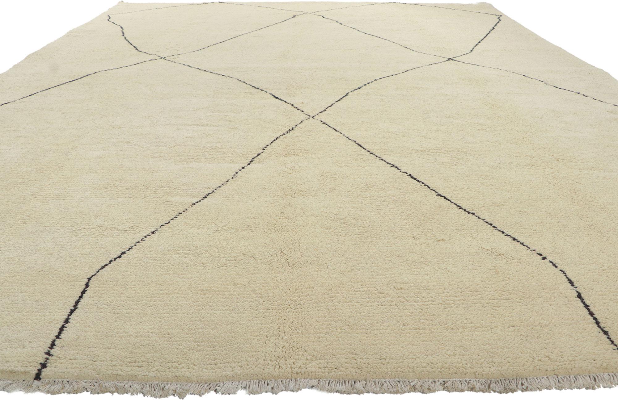 Tribal New Large Modern Moroccan Area Rug, Minimalist Style Meets Boho Chic For Sale