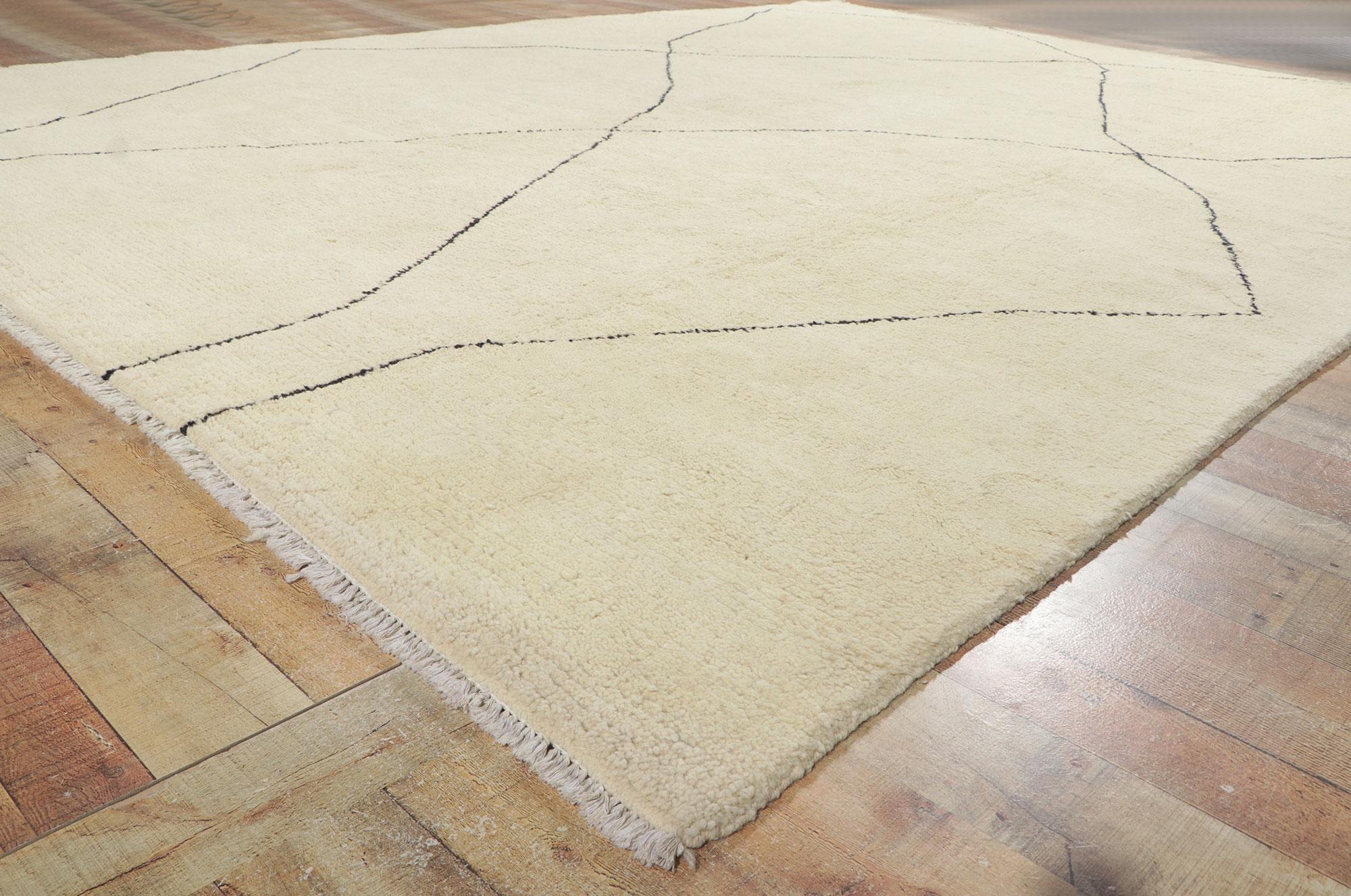 Contemporary New Large Modern Moroccan Area Rug, Minimalist Style Meets Boho Chic For Sale