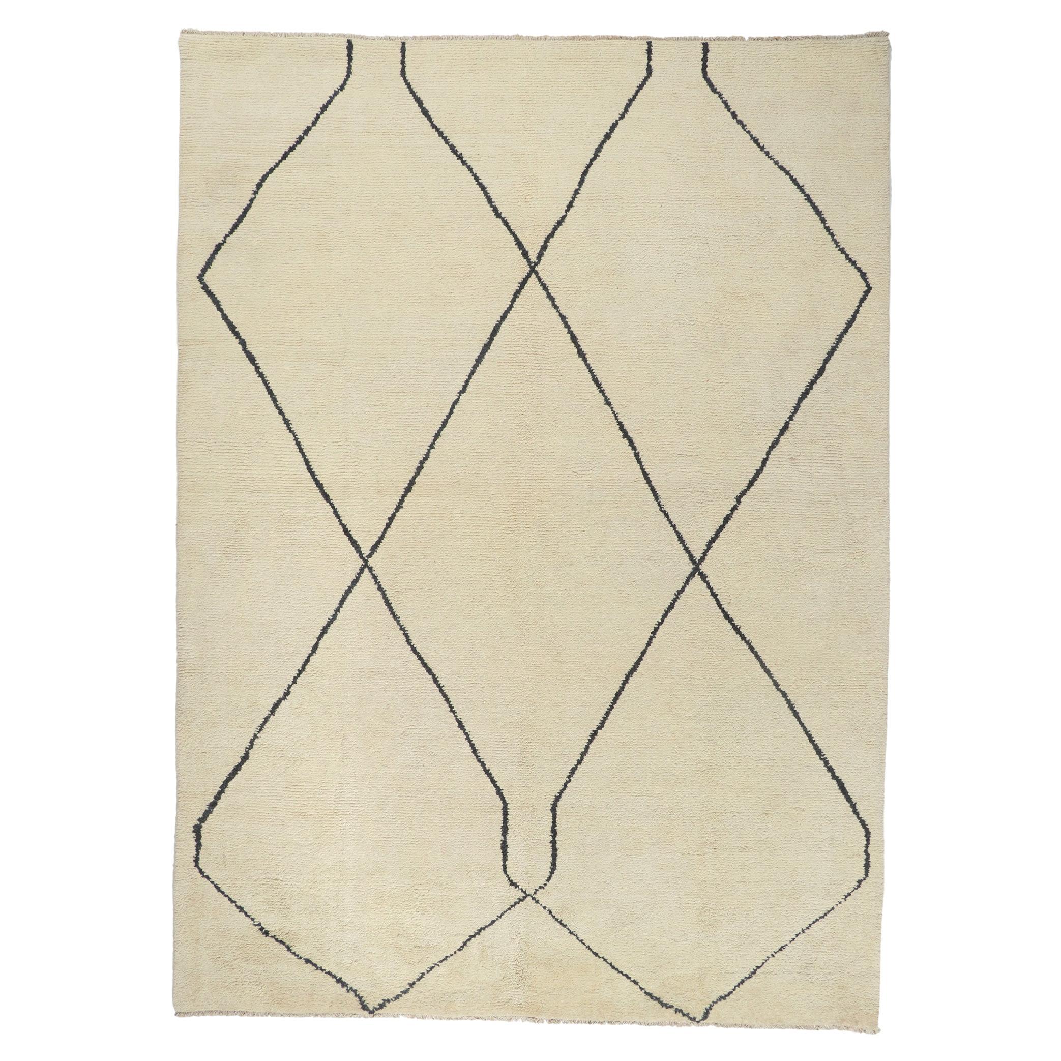 New Large Modern Moroccan Area Rug, Minimalist Style Meets Boho Chic