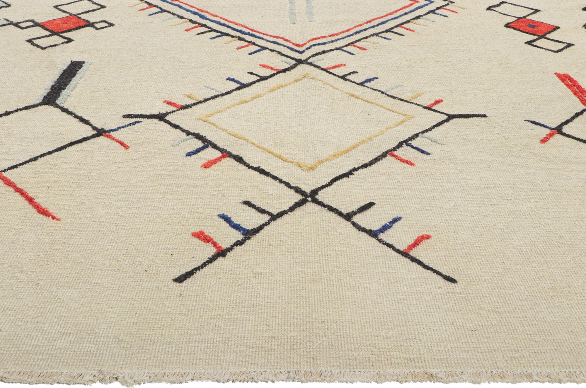 Hand-Knotted New Large Moroccan High-Low Rug For Sale