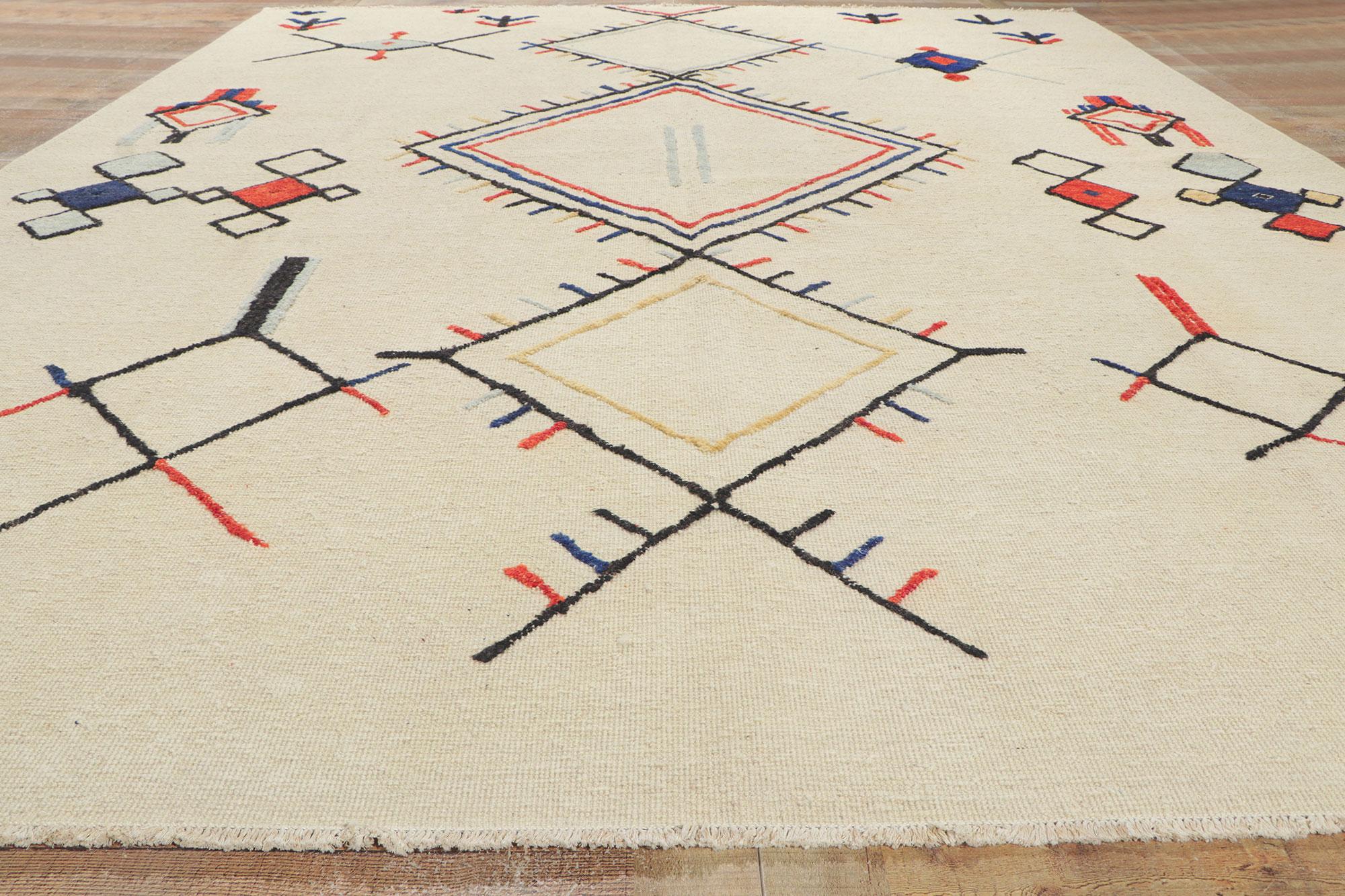 Wool New Large Moroccan High-Low Rug For Sale