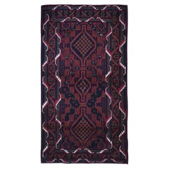 Retro New Large Persian Baluch Pure Wool Geometric Medallion Design Hand Knotted Rug