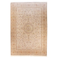 New Large Persian Isfahan Rug with Brown and Gray Floral Details All-Over
