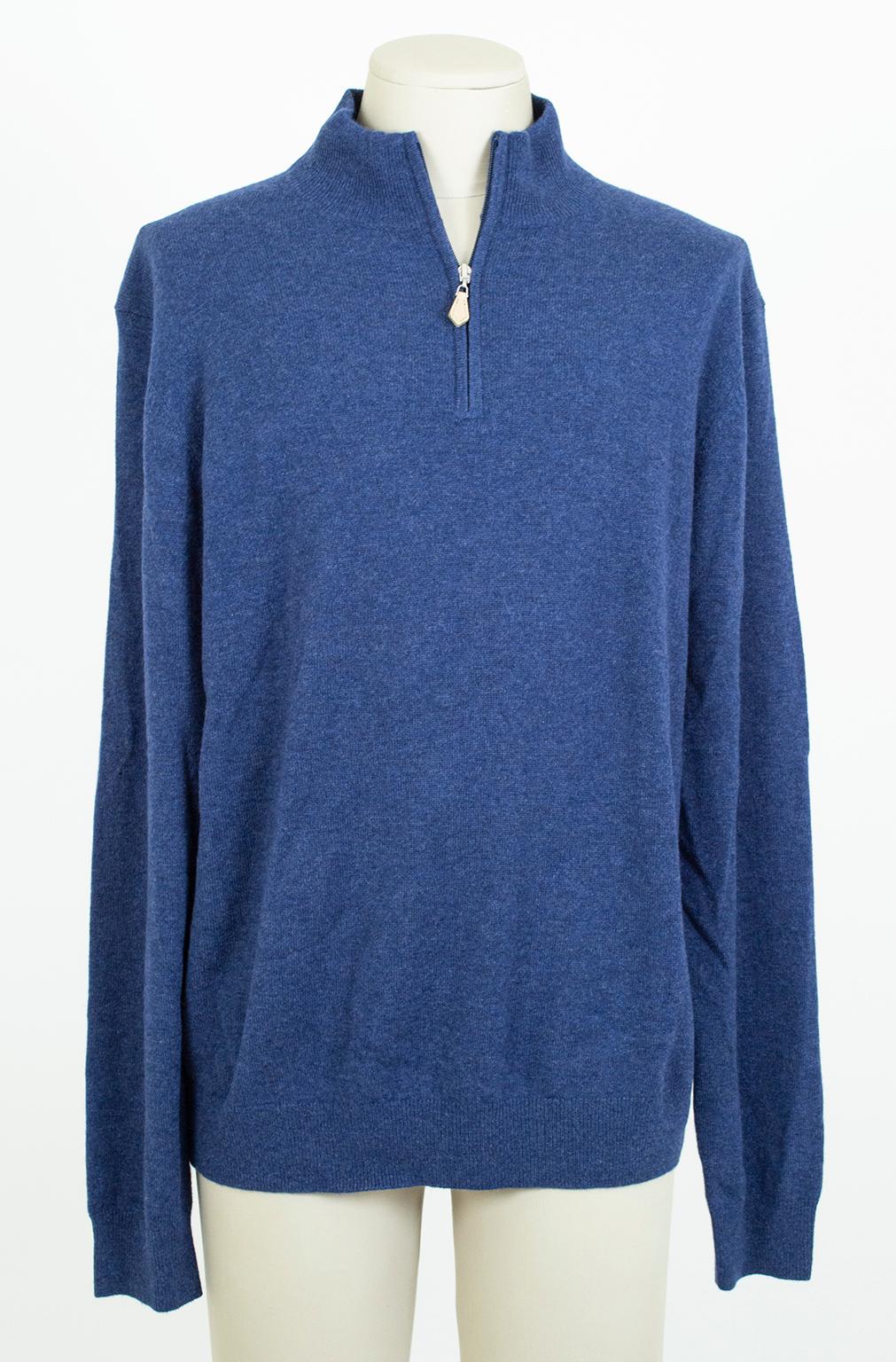 A polar vortex or deep winter freeze need not mean dressing like the Michelin Man: layer up in style with this baby soft cashmere half-zip pullover from Neiman Marcus. The perfect shade of marine blue—halfway between French and navy—it can be worn