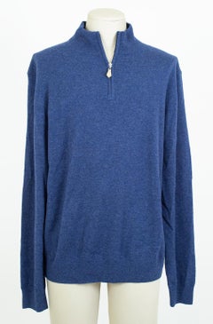 New Men’s Neiman Marcus French Blue Cashmere Half-Zip Sweater, Tags – XXL, 2019