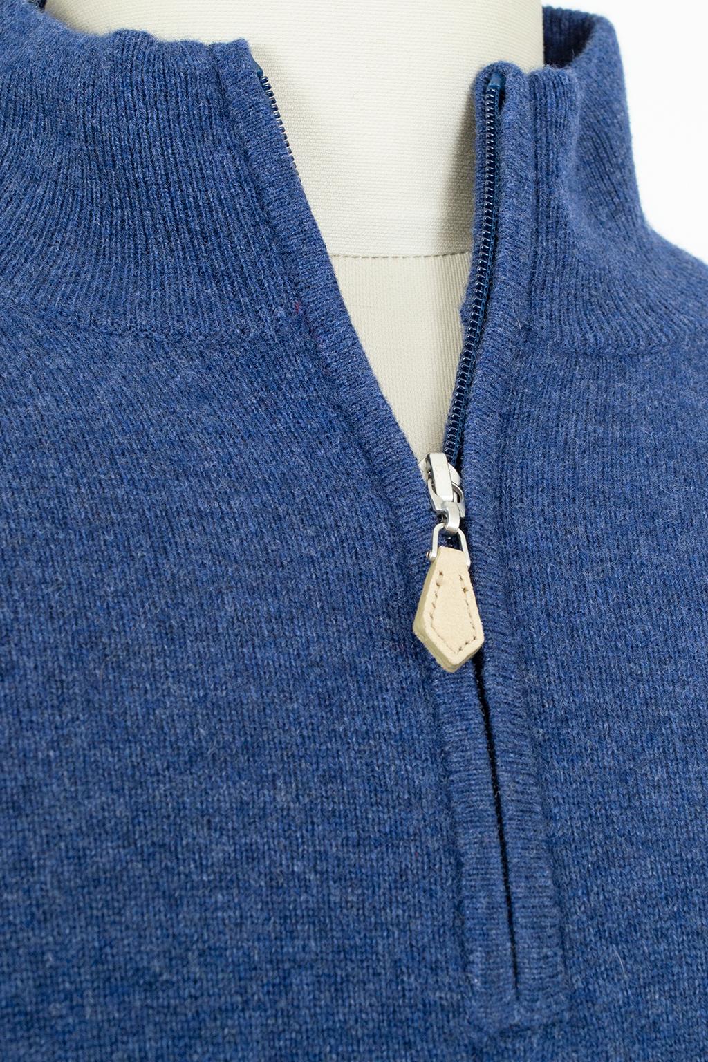 New *Large Size* Men’s Neiman Marcus Blue Cashmere Half-Zip Sweater – XXL, 2019 For Sale 1