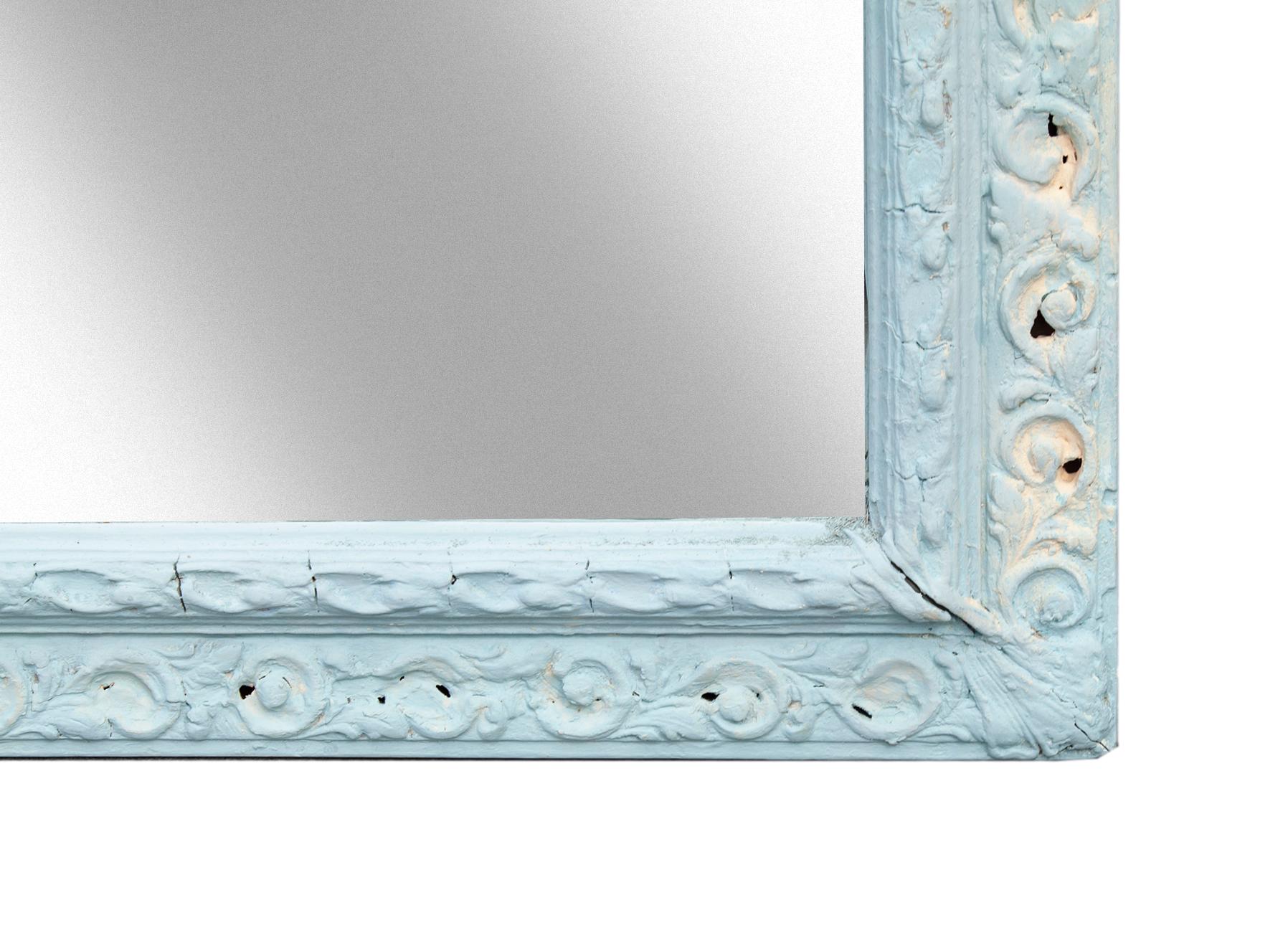 Hand-Painted Large Victorian Style Pale Blue Pier Mirror For Sale
