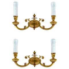 Nuevo Laudarte Srl Bronce Dorado, Apliques de Cristal, Pareja