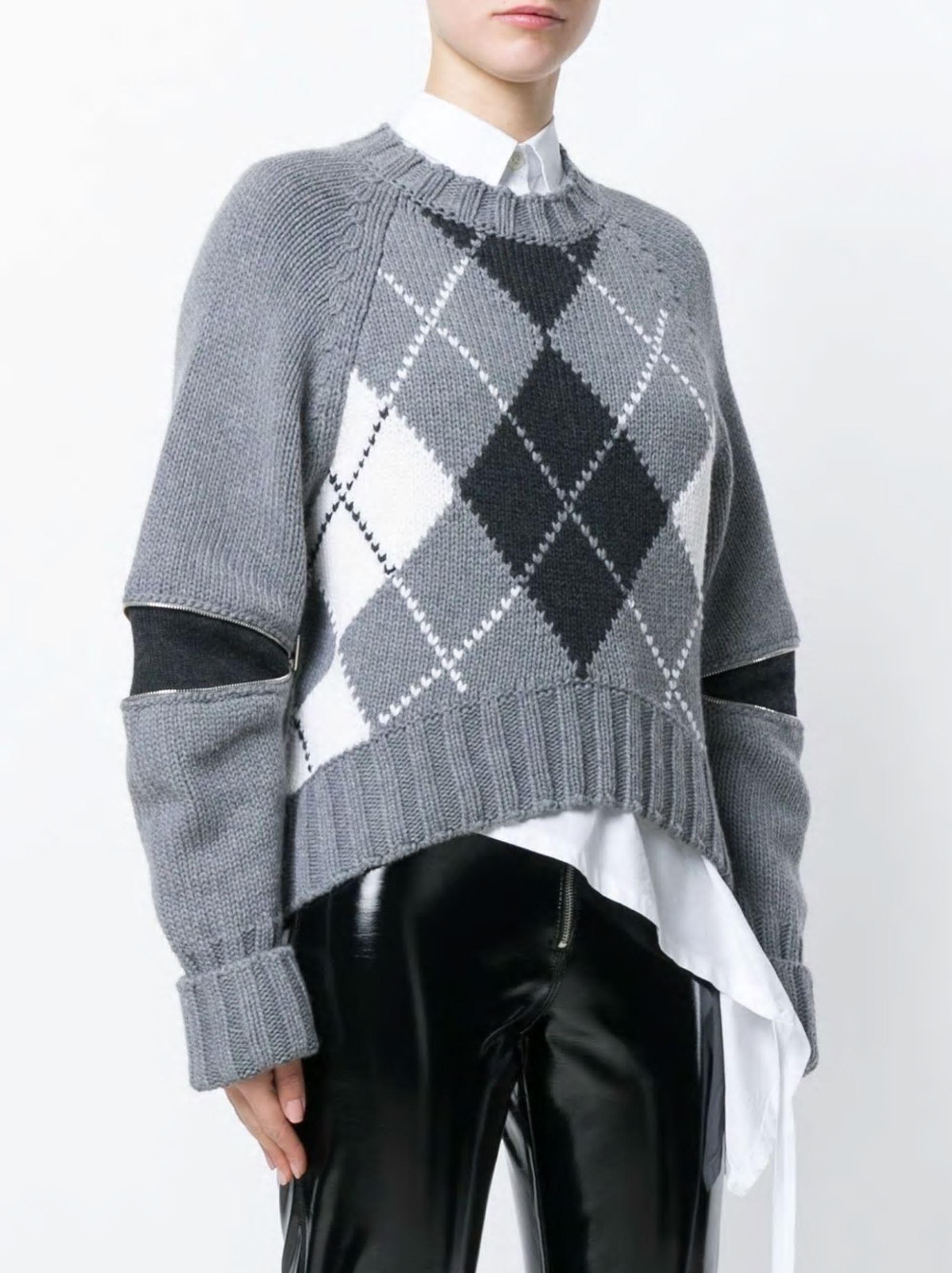 Gray New Laura Dern Big Little Lies Alexander McQueen Argyle Sweater Sz L $1295