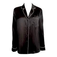 Chemisier Lauren Ralph Lauren en charmeuse noire avec passepoil L