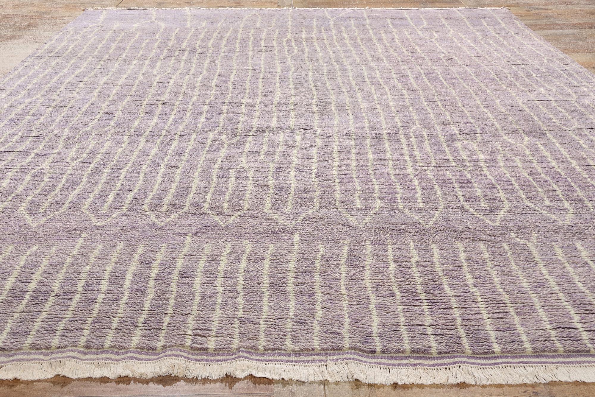 New Lavender Whispers Moderner Marokkanischer Teppich, 09'03 x 12'01 (Wolle) im Angebot