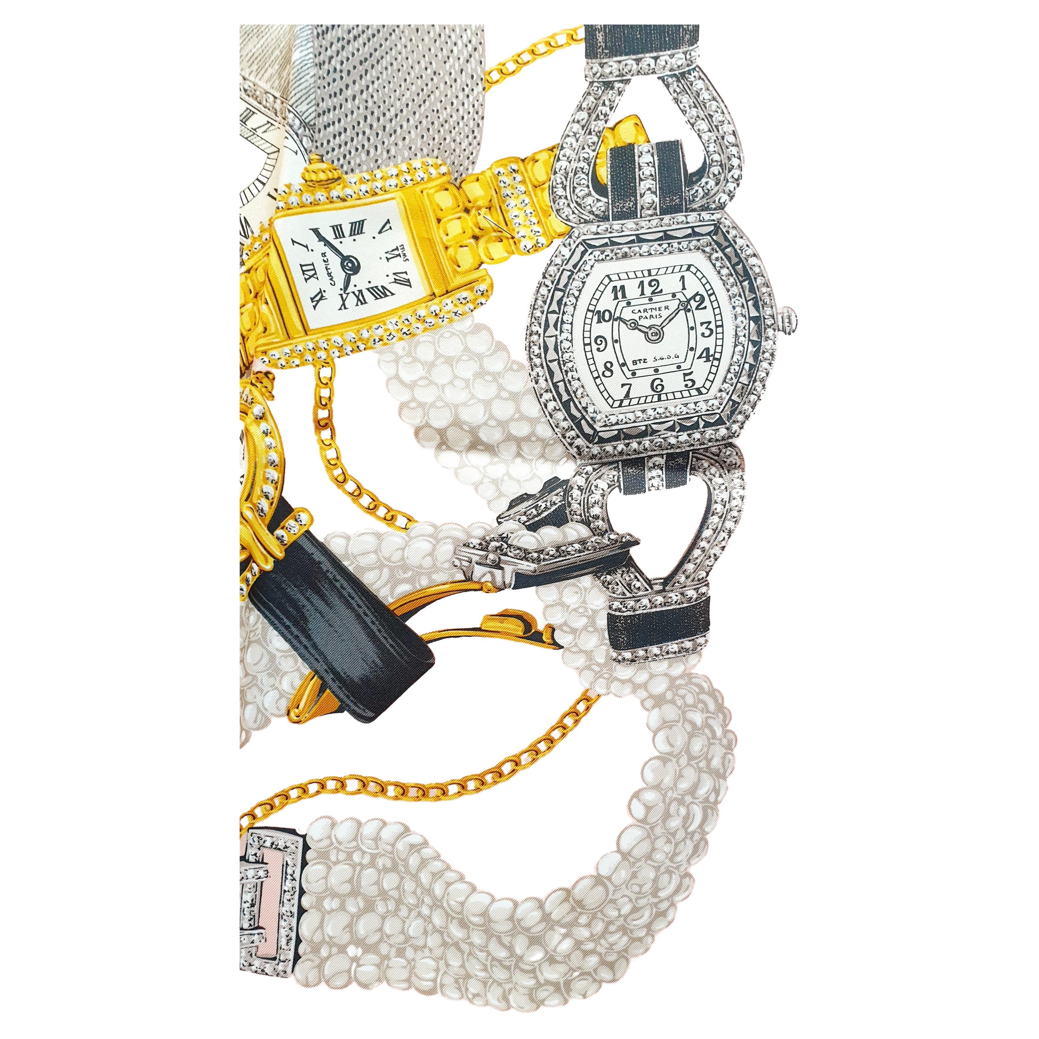 New Le must de Cartier silk salmon scarf with precious watches designed In New Condition In  Bilbao, ES