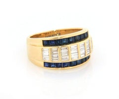 New Le Vian 0.59ctw Baguette Diamond and 1.70ctw Princess Sapphire Ring in 18K