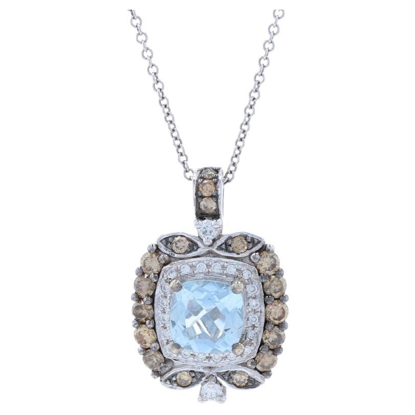 New Le Vian Aquamarine & Diamond Pendant Necklace, 14k White Gold 1.26ctw