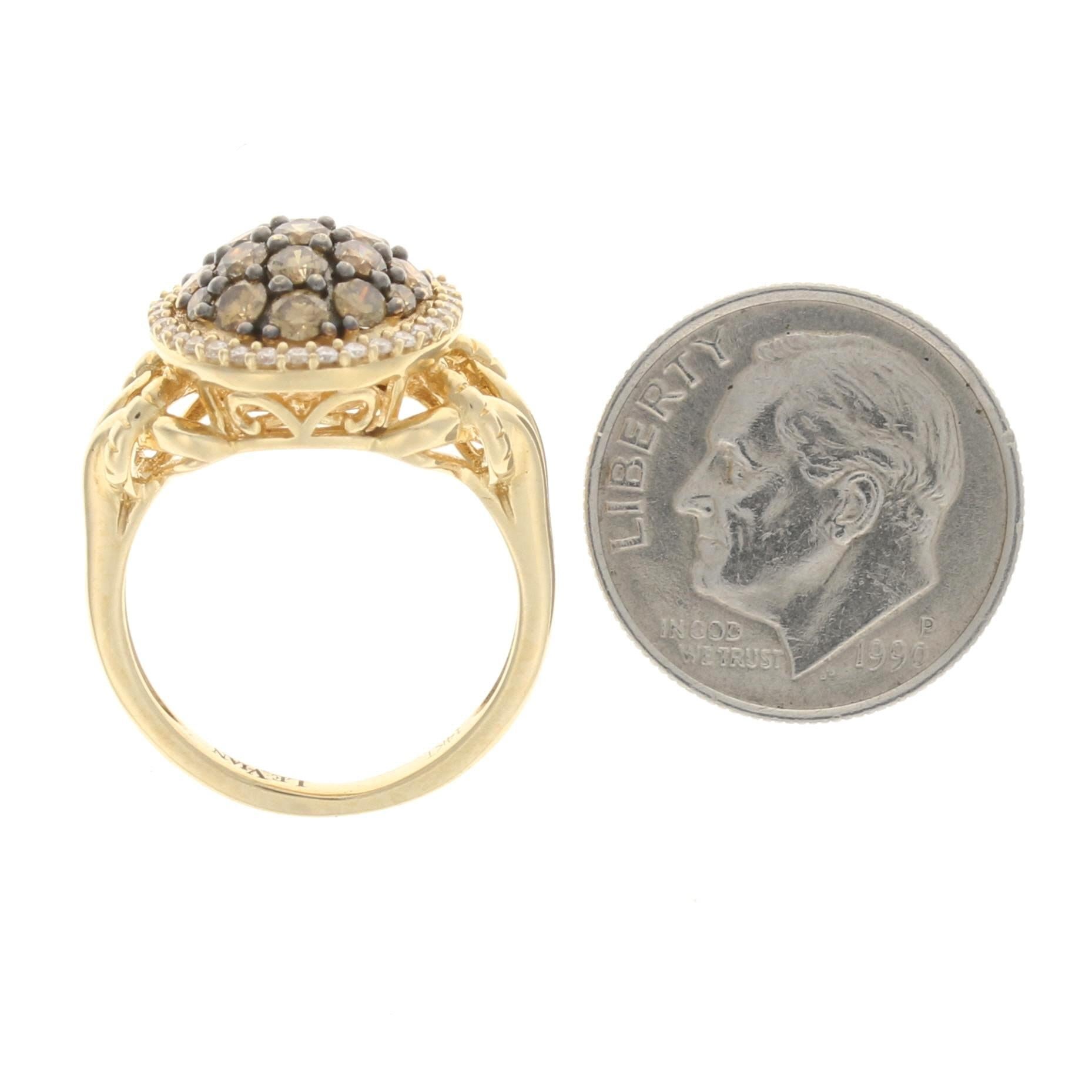 New Le Vian Diamond Cluster Halo Ring, 14k Yellow Gold 1.04ctw 5