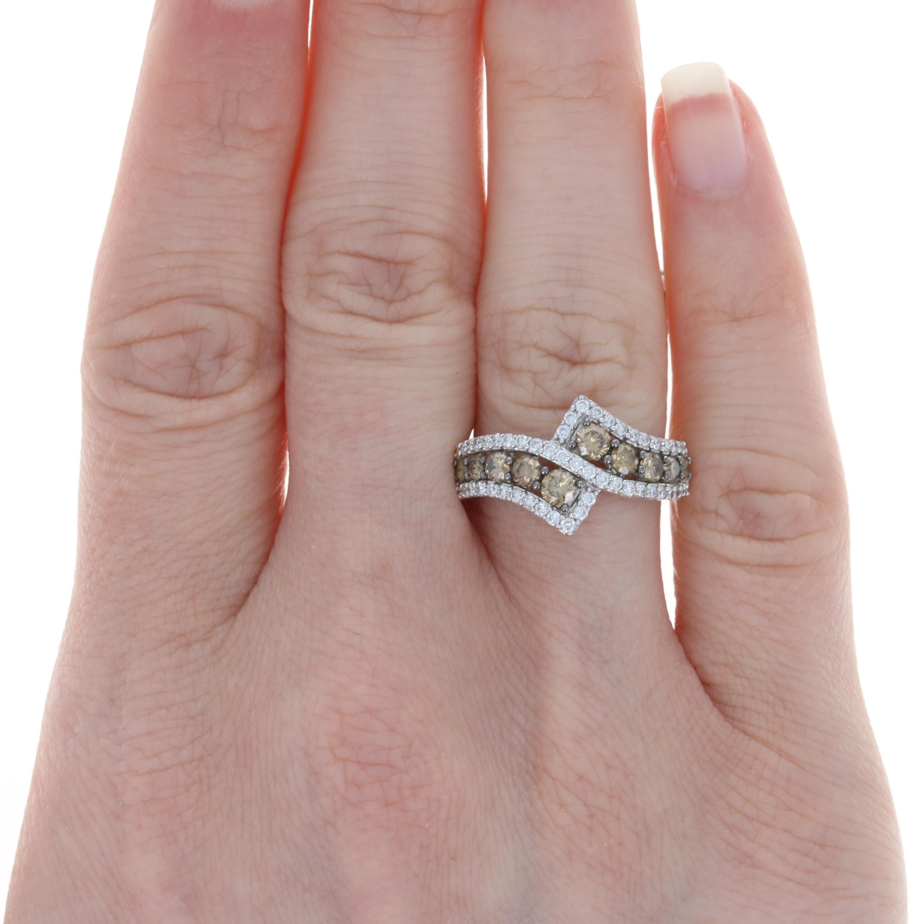 Single Cut NEW Le Vian Diamond Ring - 14k White Gold Bypass 1.04ctw For Sale