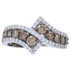 New Le Vian Diamond Ring, 14k White Gold Bypass 1.04ctw
