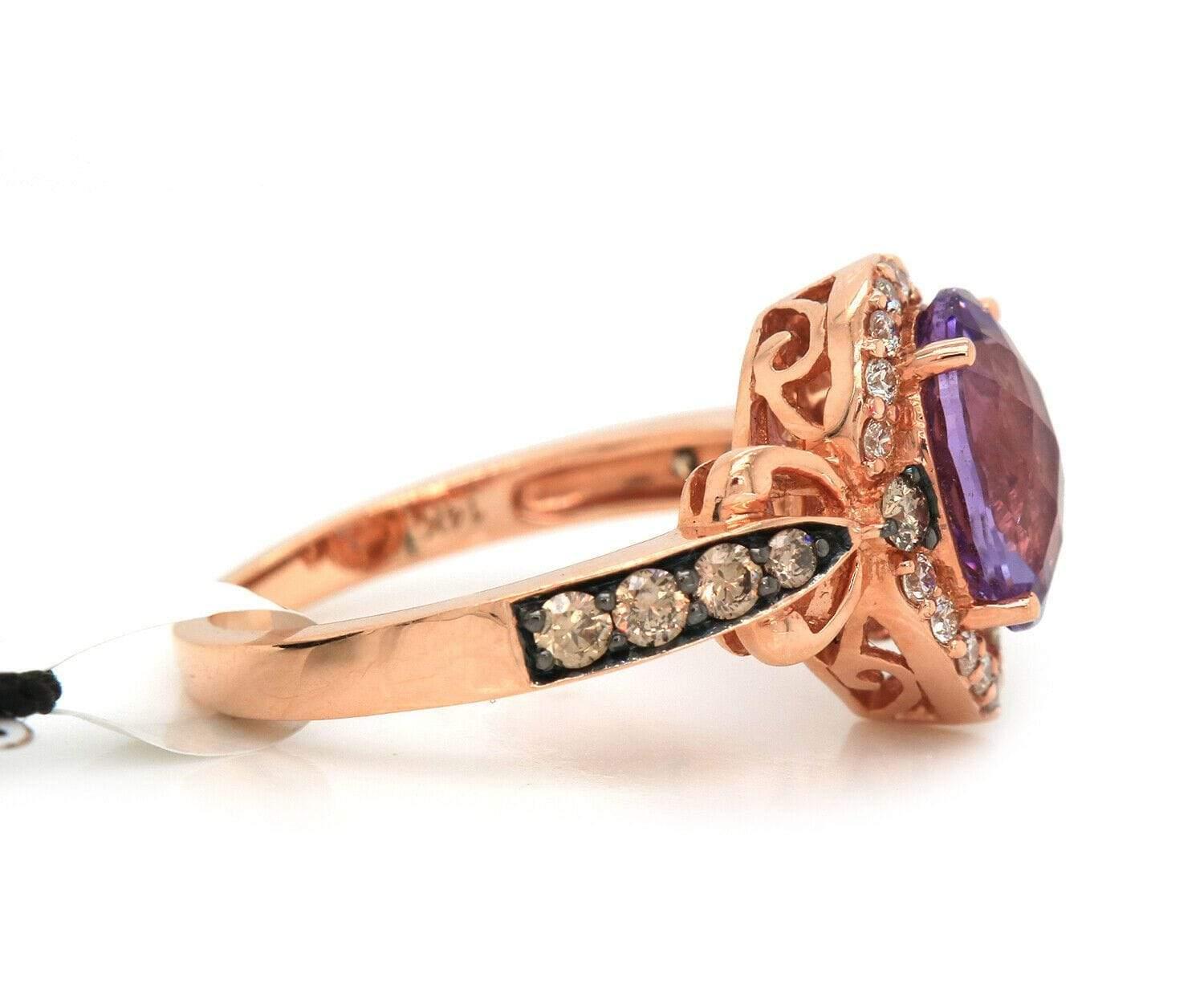 New Le Vian Oval Amethyst and 0.40ctw Diamond Ring in 14K Rose Gold In New Condition For Sale In Vienna, VA