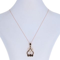 Le Vian Smoky Quartz and White Topaz Pendant Necklace 14 Karat Rose Gold