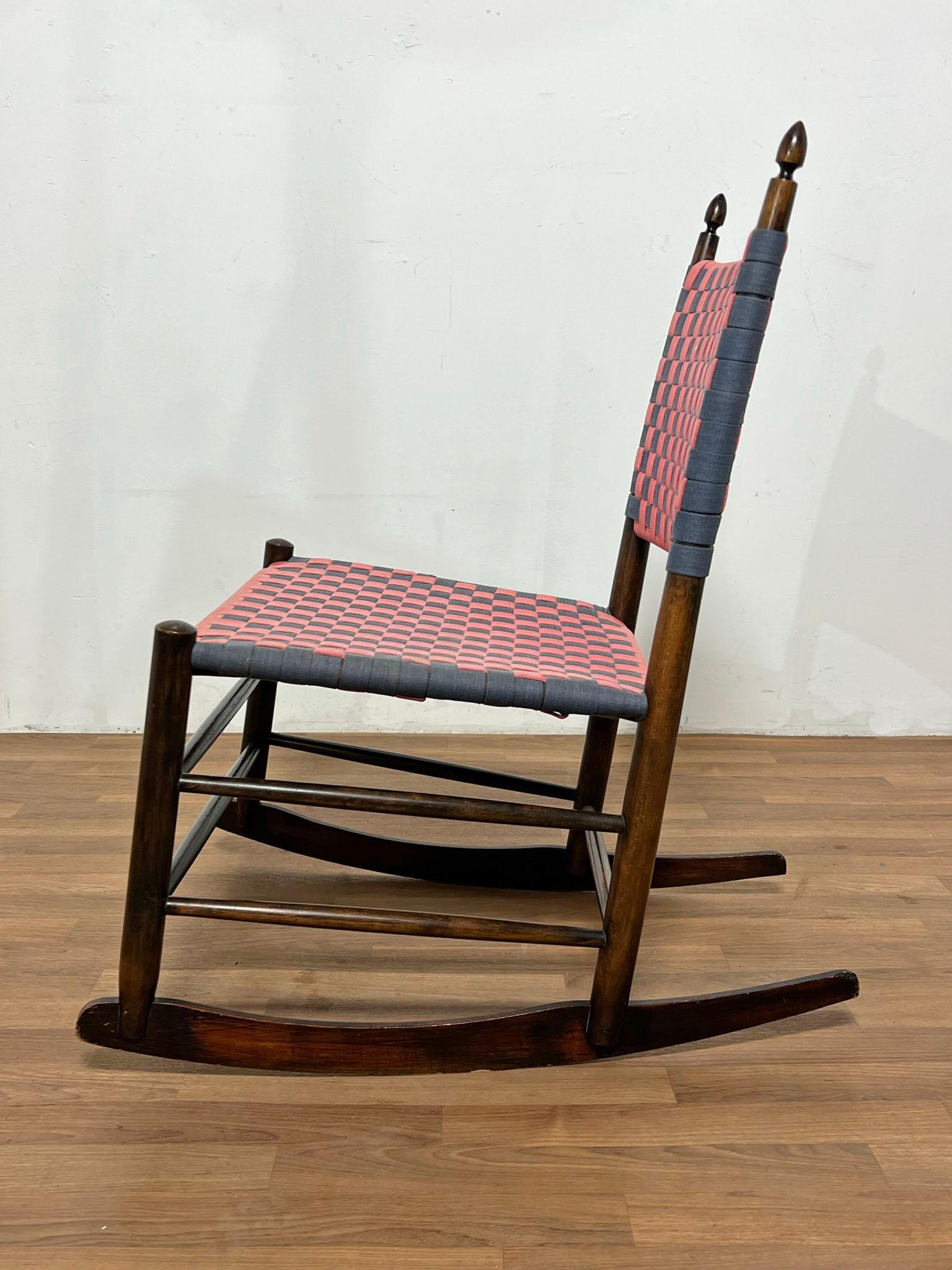 An original Shaker rocking chair with taped backrest from the Mt. Lebanon, NY Community of Believers circa. 1850.