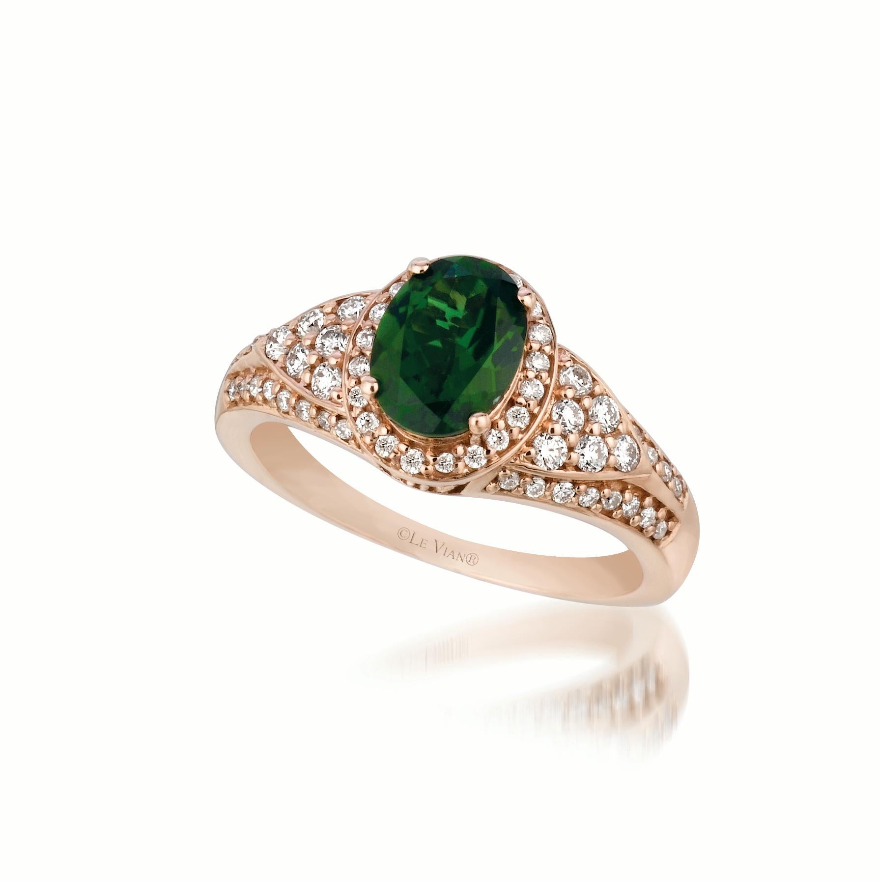 Le Vian® Ring featuring 1 cts. Pistachio Diopside®, 3/8 cts. Vanilla Diamonds®  set in 14K Strawberry Gold®
