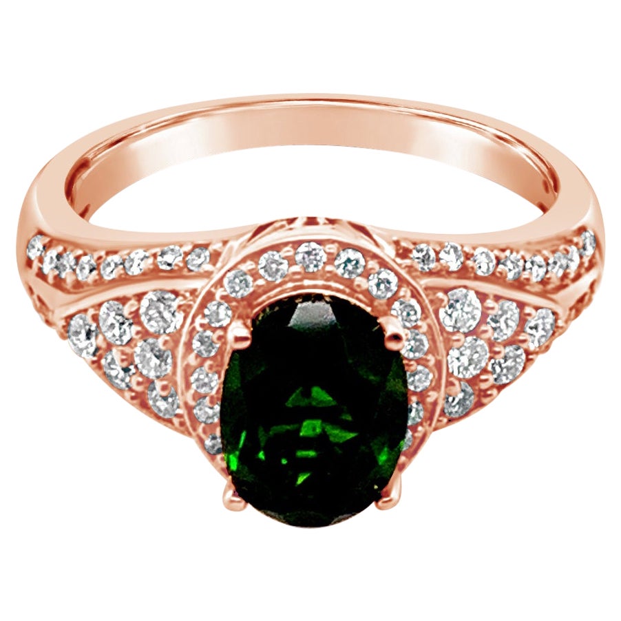 New LeVian Ring Pistachio Diopside Vanilla Diamonds 14K Strawberry Gold