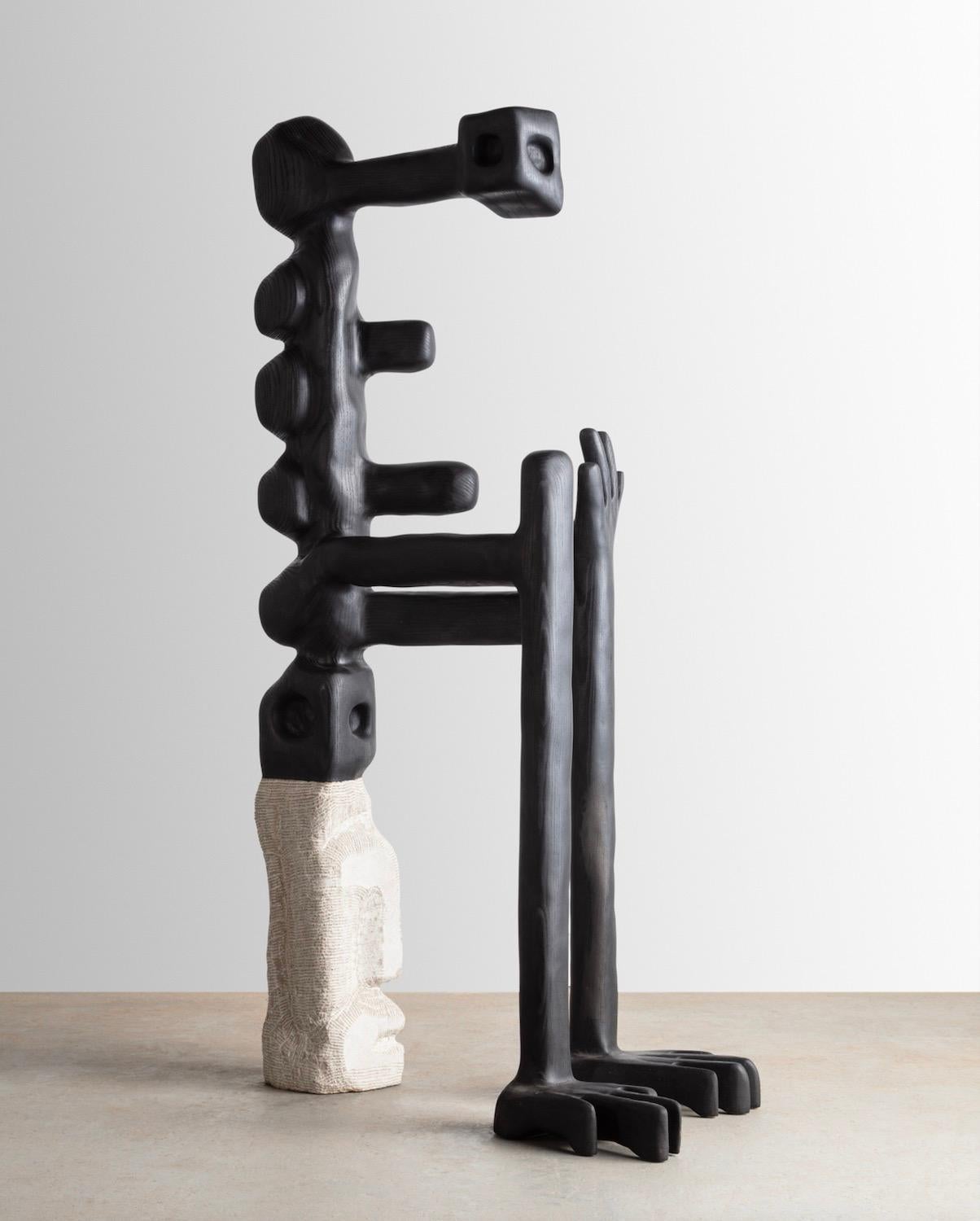 Other Organic Hand Carved Ebonized Ash Sculpture by Casey McCafferty For Sale