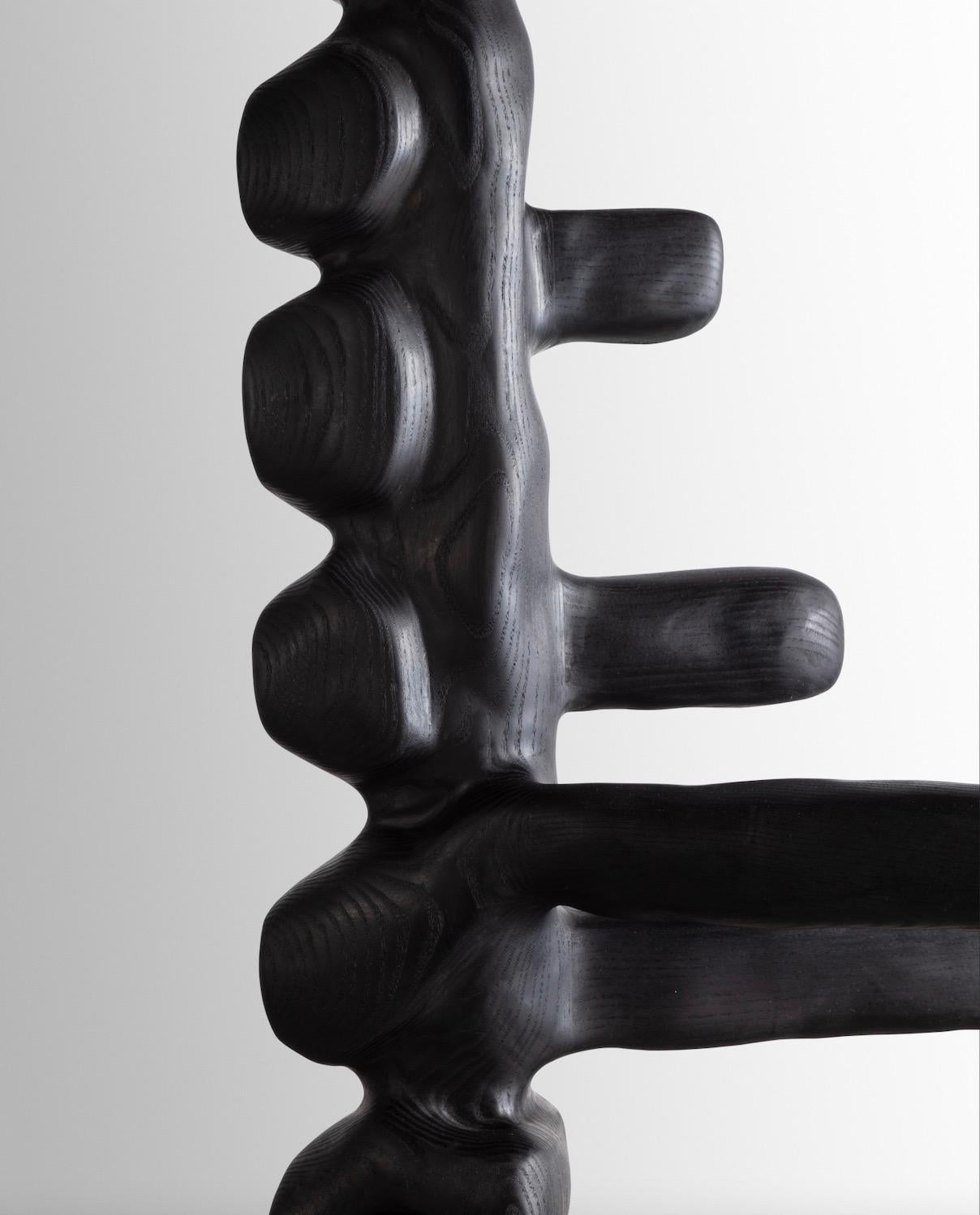 Contemporary Organic Hand Carved Ebonized Ash Sculpture by Casey McCafferty For Sale