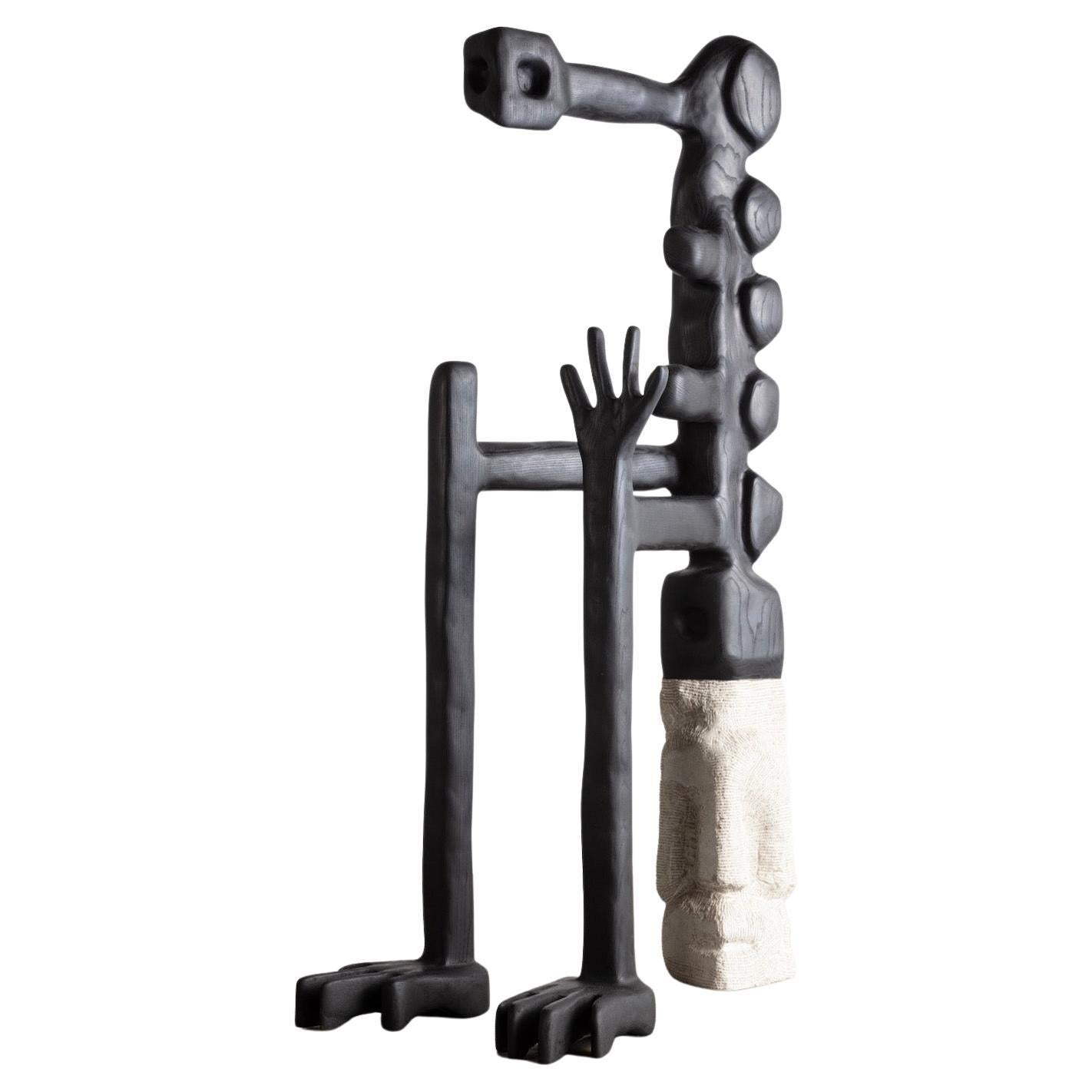 Organic Hand Carved Ebonized Ash Sculpture by Casey McCafferty For Sale