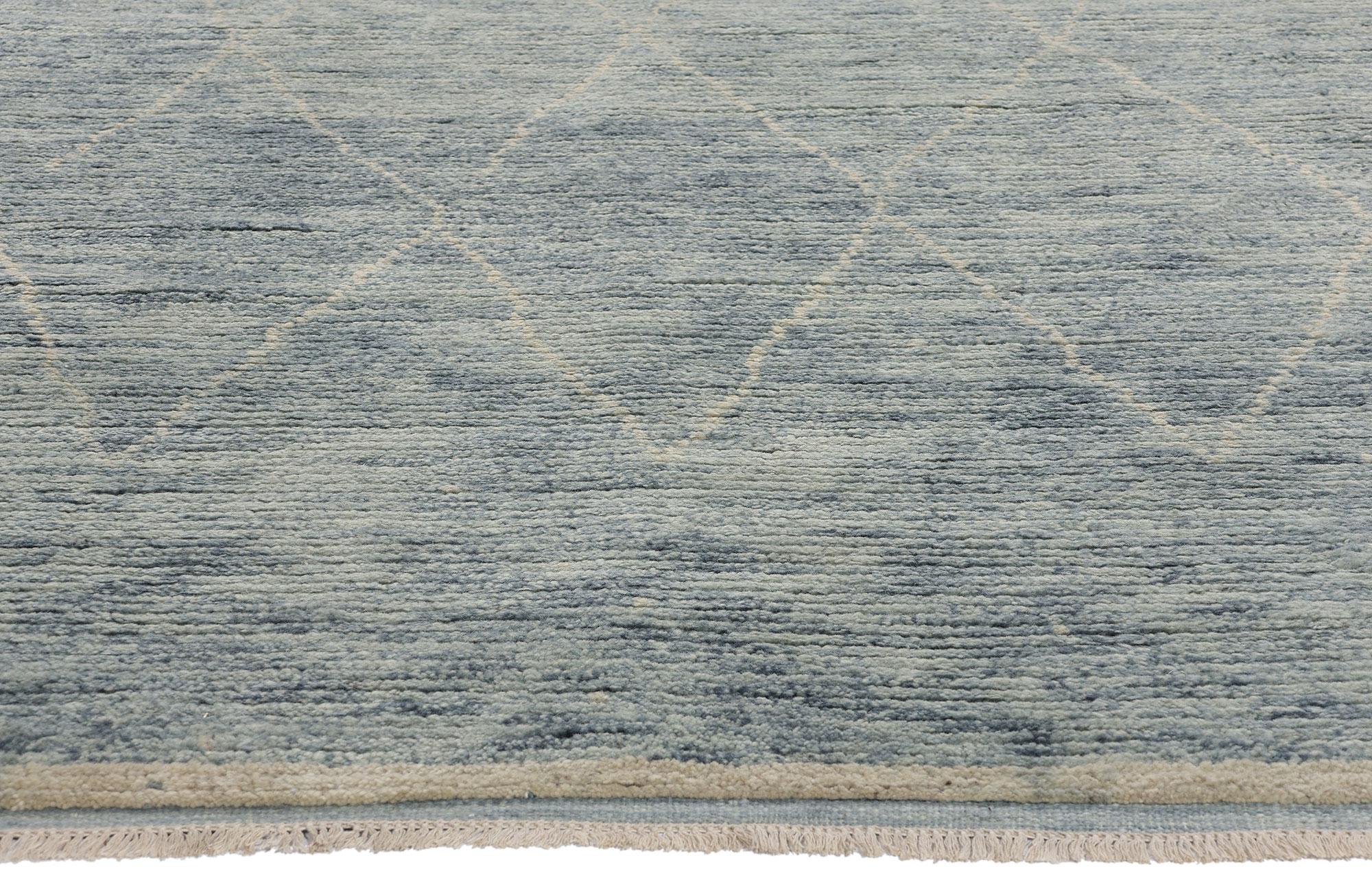 Indiano Tappeto marocchino moderno New Light Blue Horizon, 08'04 x 10'02 in vendita