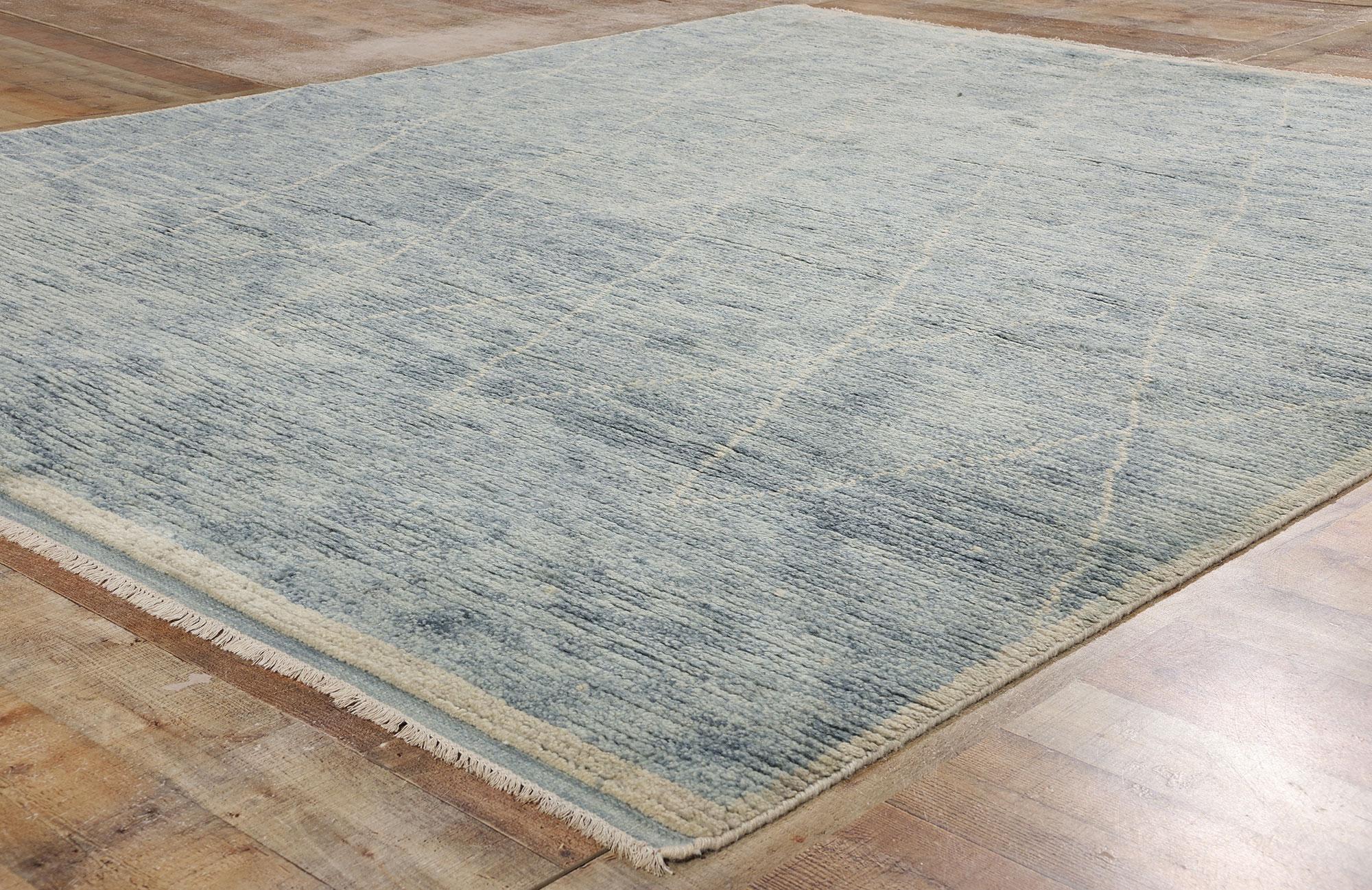 XXI secolo e contemporaneo Tappeto marocchino moderno New Light Blue Horizon, 08'04 x 10'02 in vendita