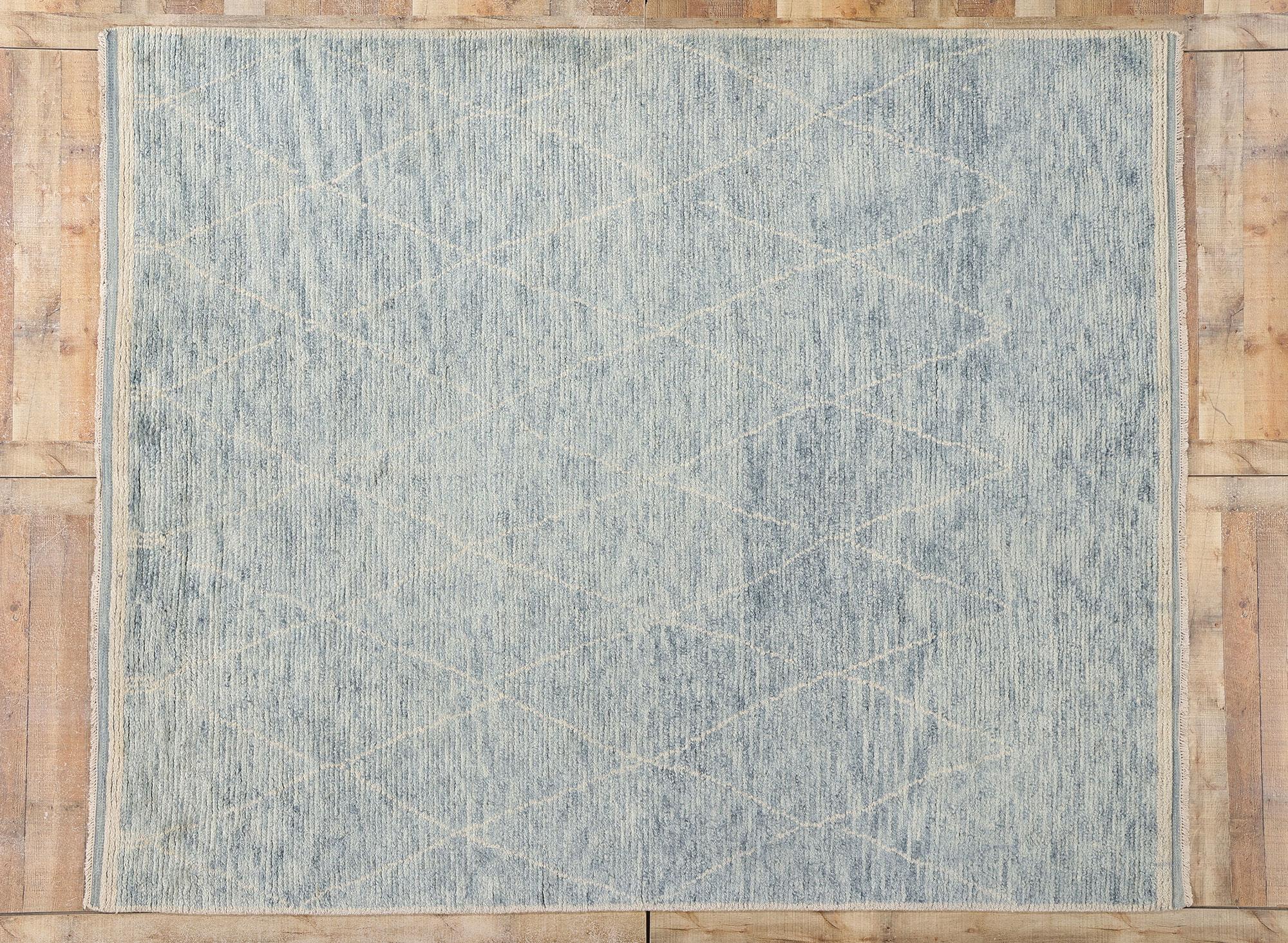 Tappeto marocchino moderno New Light Blue Horizon, 08'04 x 10'02 in vendita 1