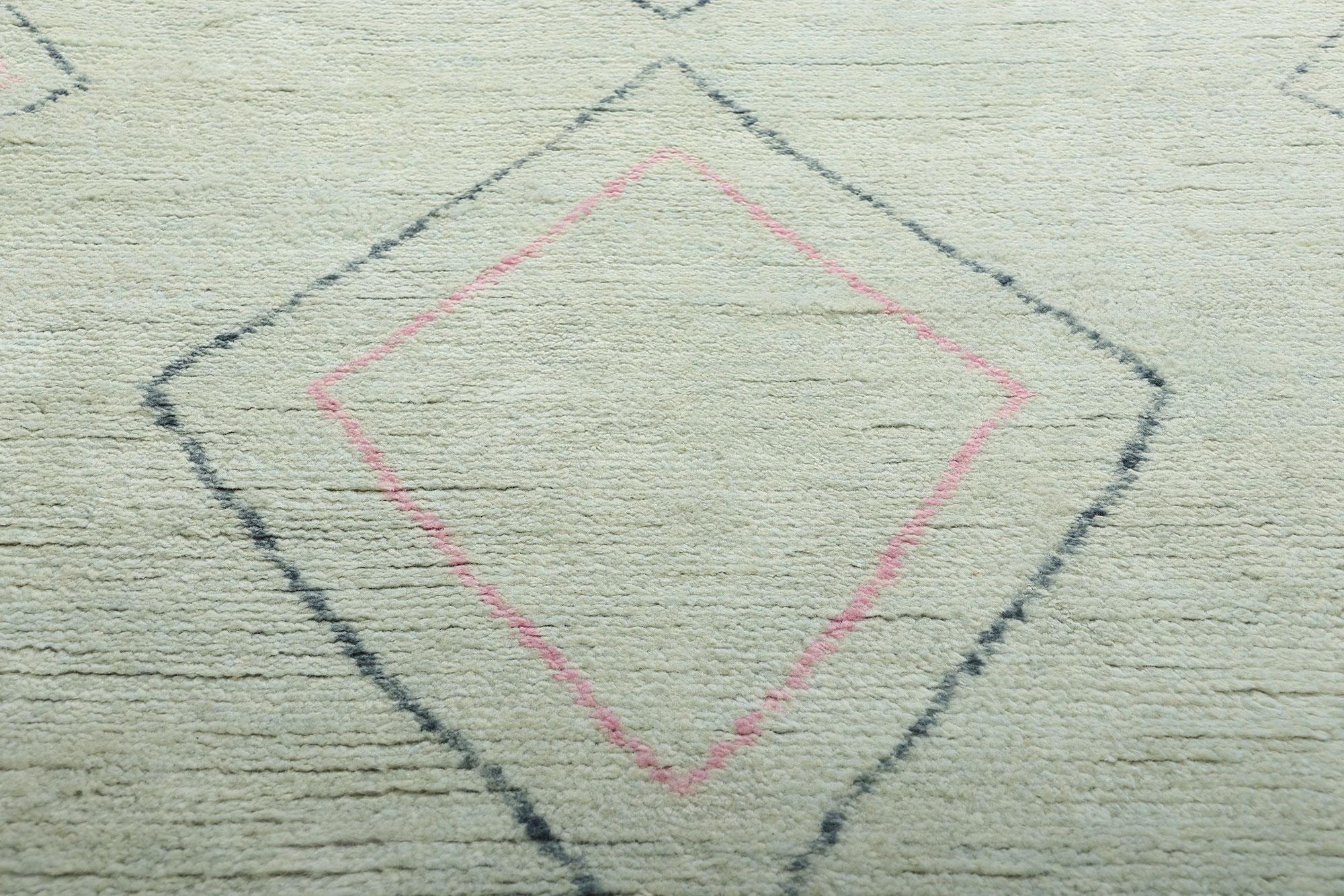 Hand-Knotted New Light Green Celadon Contemporary Moroccan Area Rug For Sale