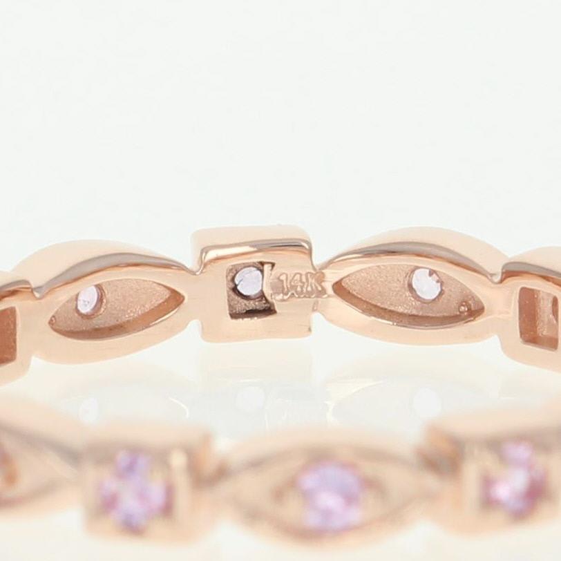 Light Pink Sapphire Eternity Band 14 Karat Rose Gold Ring Round Cut .35 Carat In New Condition In Greensboro, NC