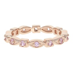 Light Pink Sapphire Eternity Band 14 Karat Rose Gold Ring Round Cut .35 Carat