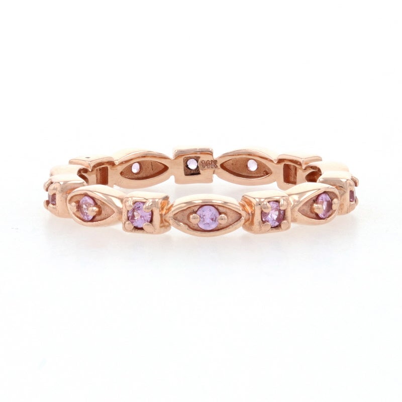 New Light Pink Sapphire Eternity Band 14k Rose Gold Ring Round Cut .35ctw