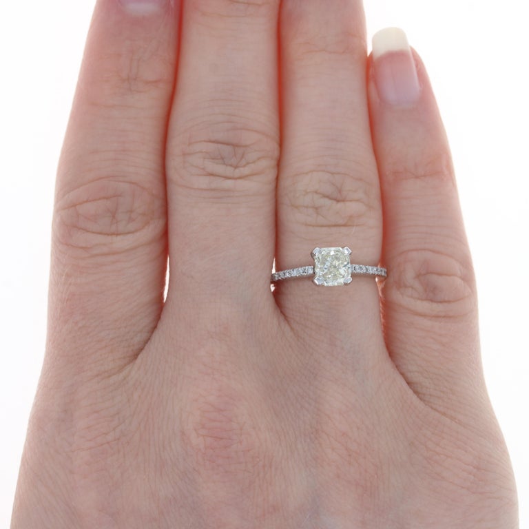 For Sale:  New Light Yellow Radiant Diamond 1.04 Engagement Ring, 14k White Gold Solitaire 2