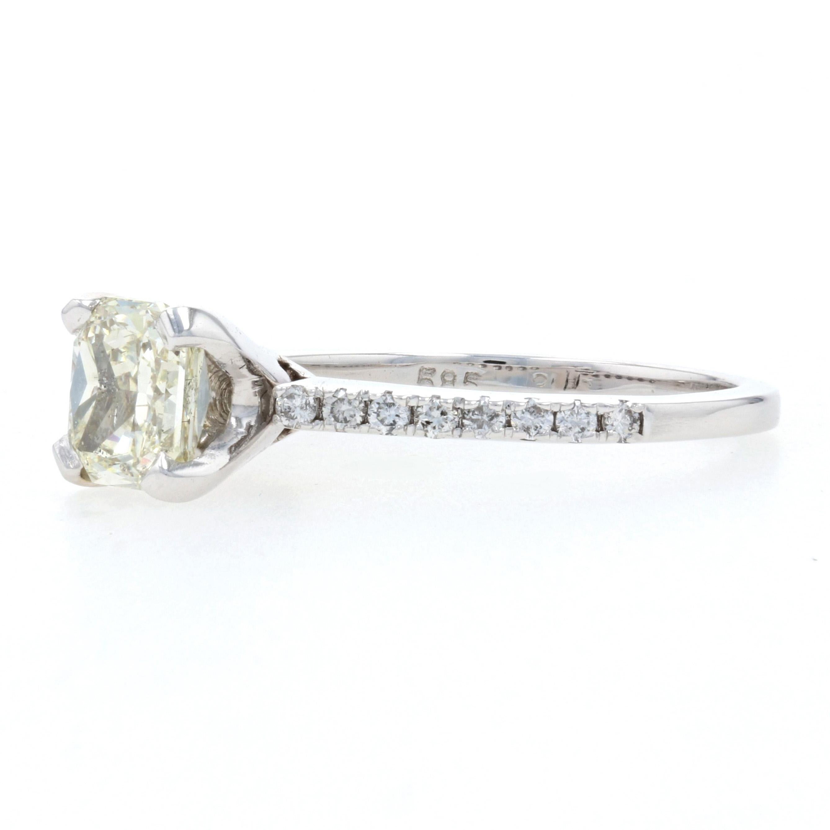 For Sale:  New Light Yellow Radiant Diamond 1.04 Engagement Ring, 14k White Gold Solitaire 3