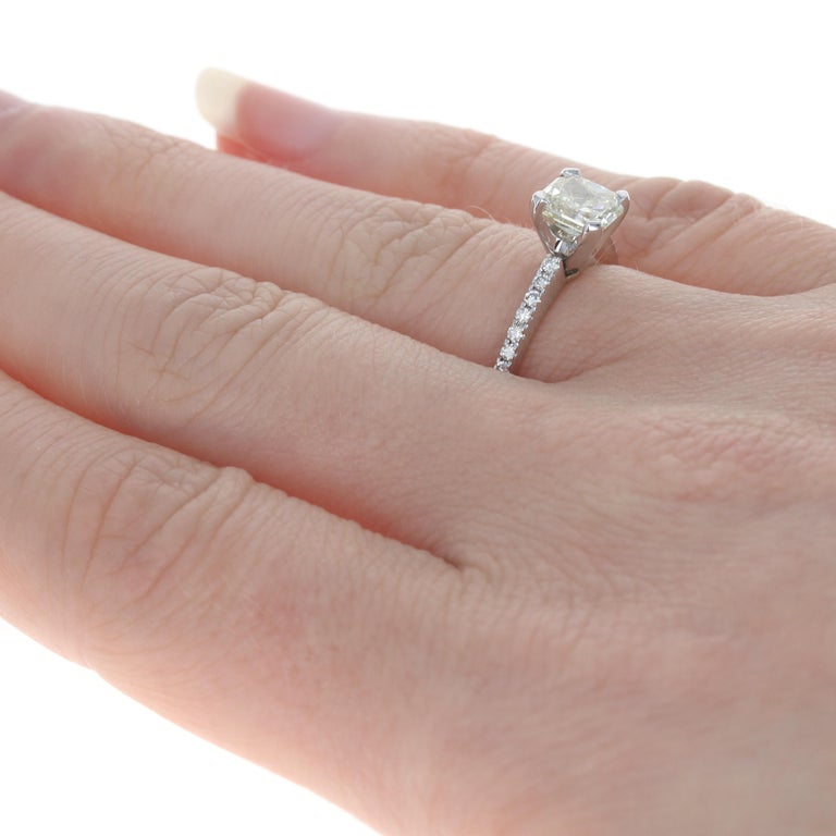 For Sale:  New Light Yellow Radiant Diamond 1.04 Engagement Ring, 14k White Gold Solitaire 4