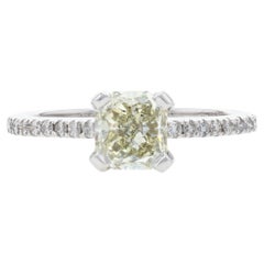 New Light Yellow Radiant Diamond 1.04 Engagement Ring, 14k White Gold Solitaire