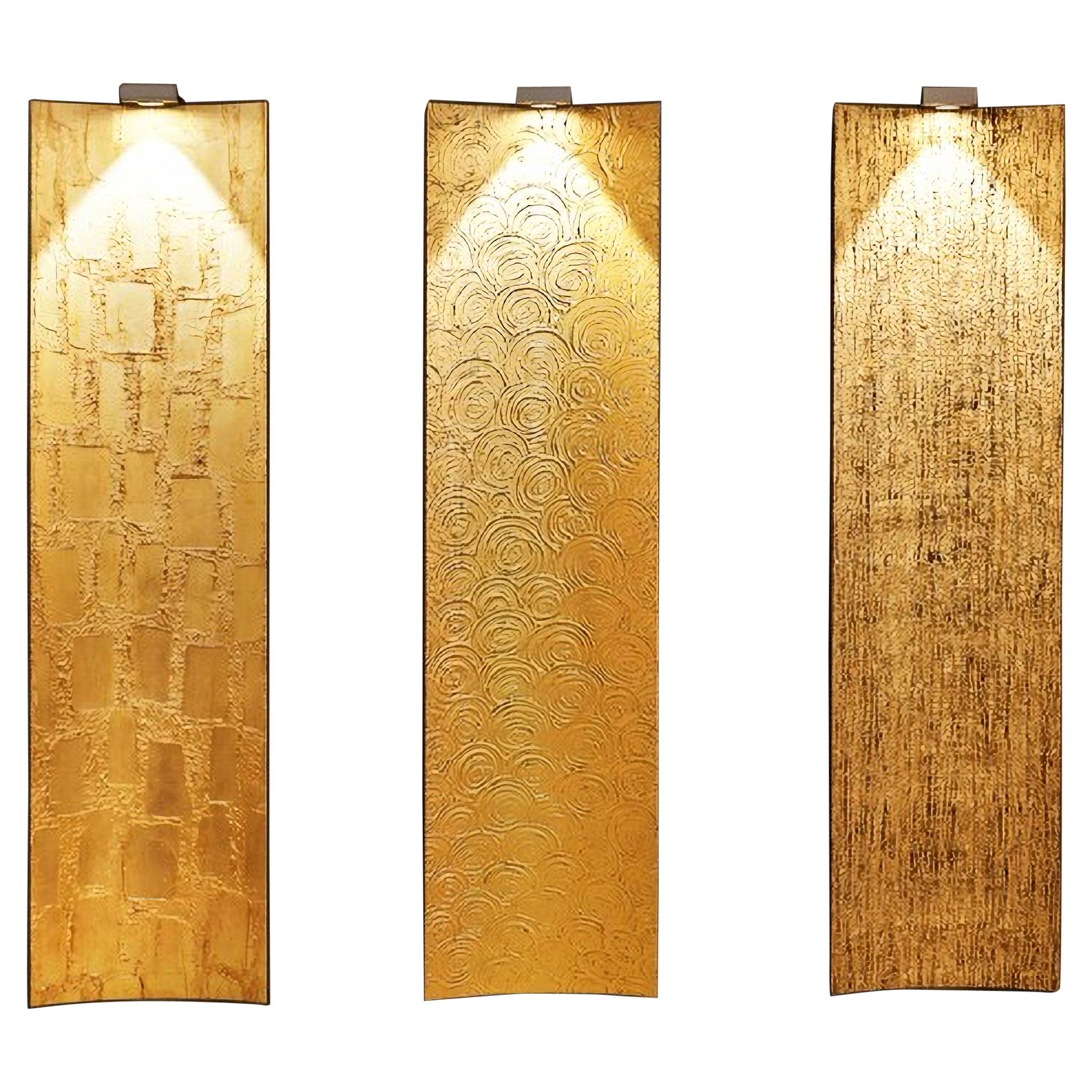 New Lighting Panels Finished in Gold Leaf on "Stripes", "Circles" and "Spatula" For Sale
