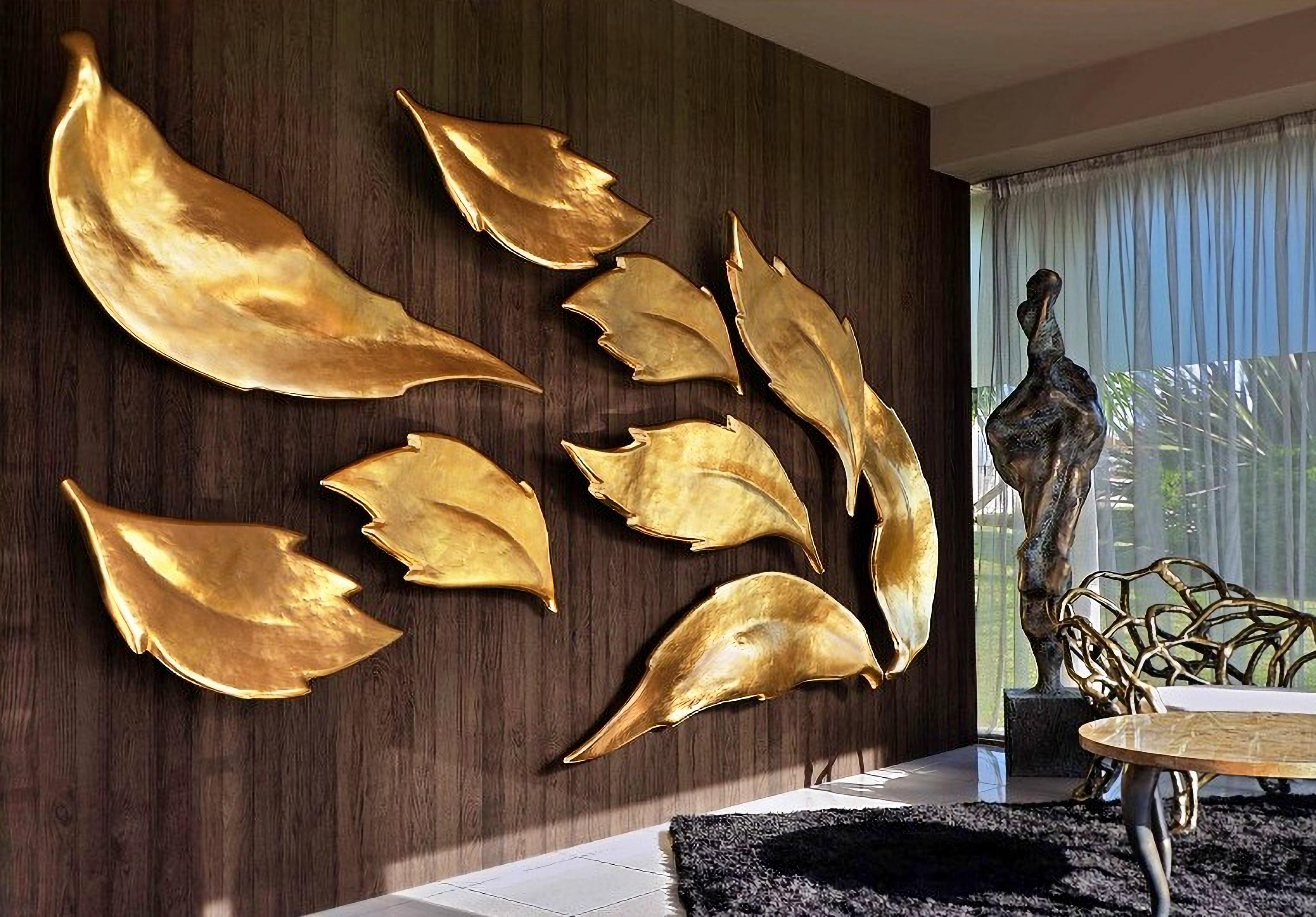 Hand-Crafted New Lighting Panels in Resin with Fiberglass in Gold Leaf ( LARGE and MEDIUM ) For Sale