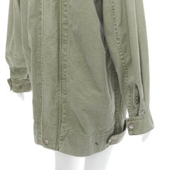 new LIMI FEU washed green cotton zip back pocketed utility parka coat S