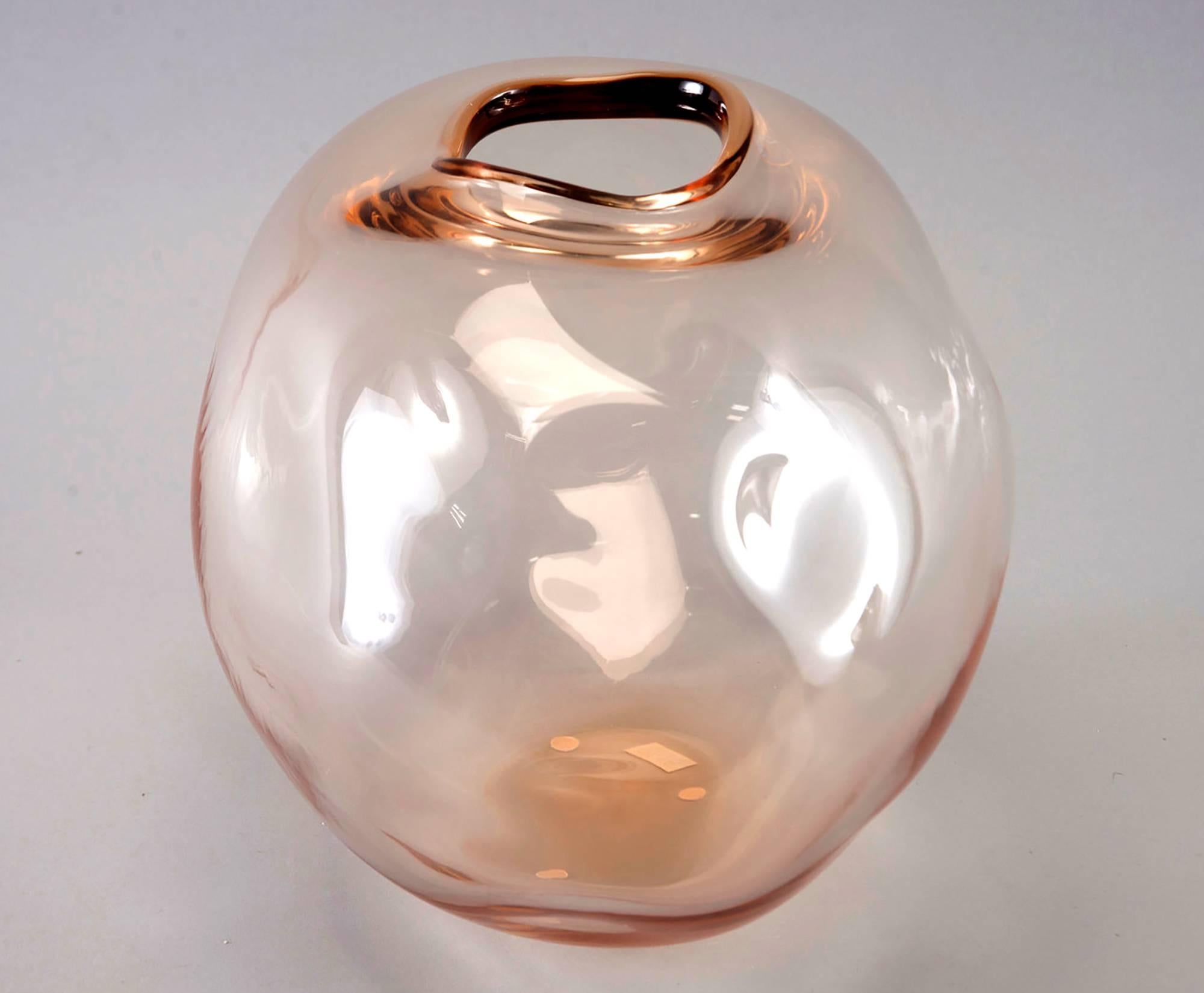 Modern New Limited Edition Arcade Murano Glass Vase in Pale Apricot