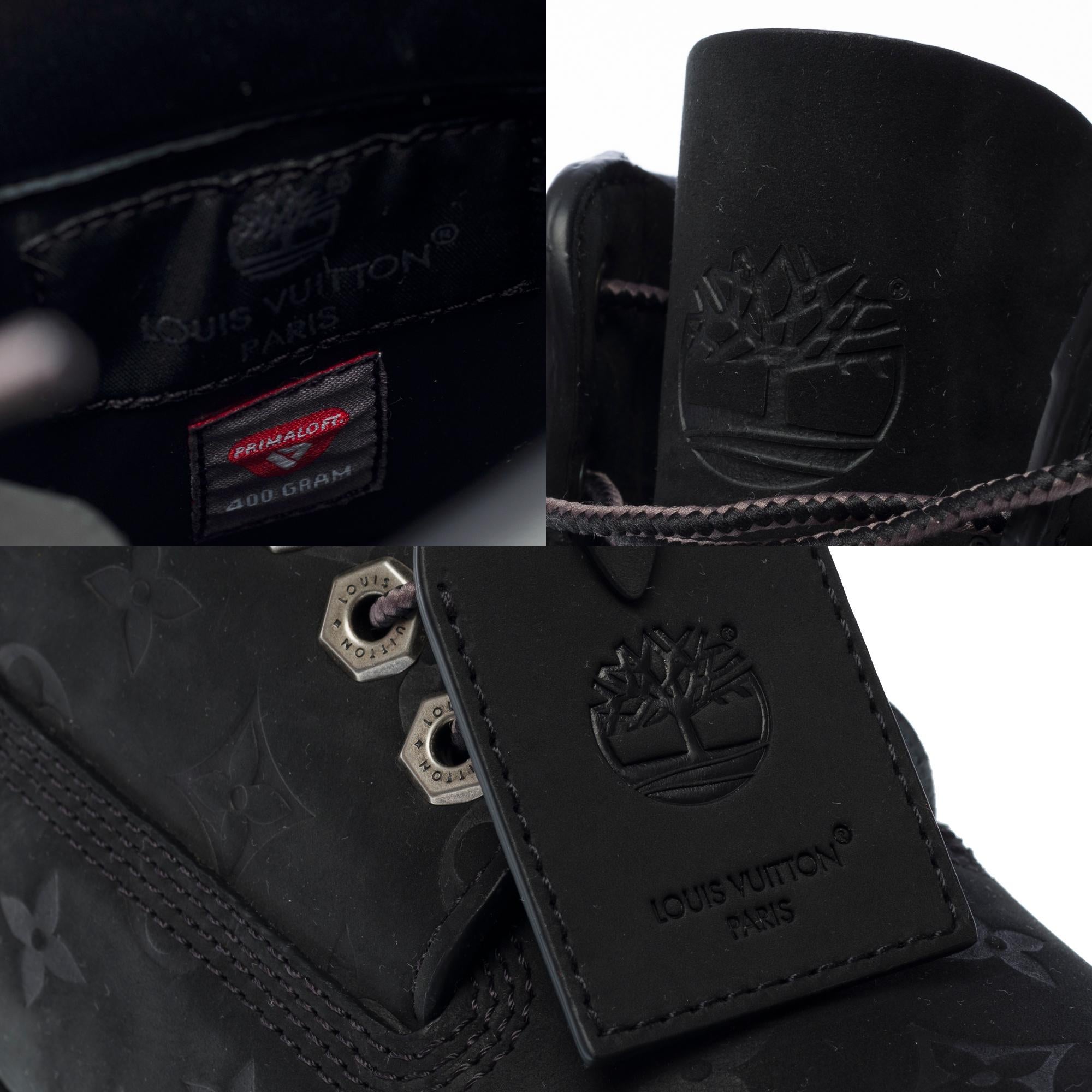 New Limited edition LV x Timberland ankle boot in black Monogram nubuck leather For Sale 5