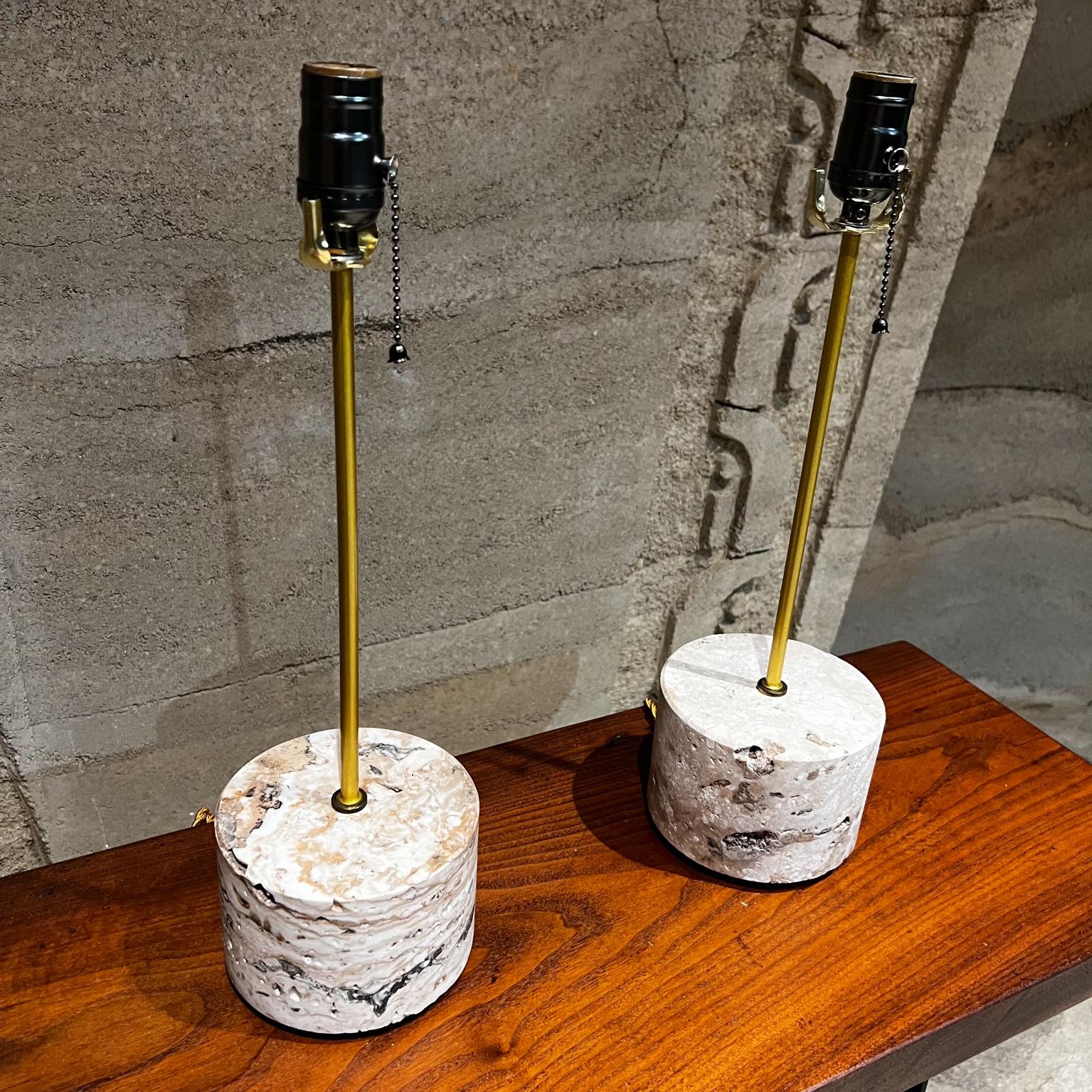 Contemporary New Limited-Edition Pair of Vintage Travertine Polished Table Lamps For Sale